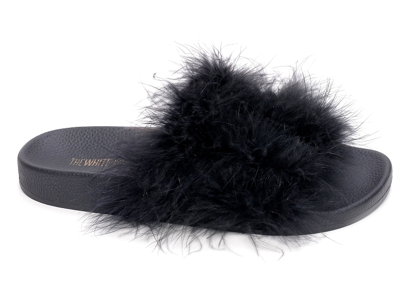 The white brand mules et sabots Feathers black