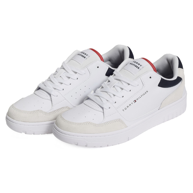 TH BASKET CORE LTH MIX ESS 5058 Blanc, Sneakers basses Tommy Hilfiger