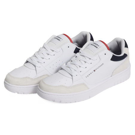 TH BASKET CORE LTH MIX ESS 5058 Blanc, Sneakers basses Tommy Hilfiger
