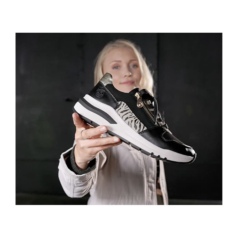 D1S01 Noir Léopard, Sneakers basses Remonte