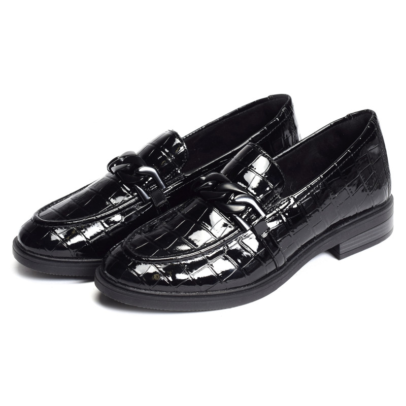D1U00 Verni Noir, Mocassins Remonte