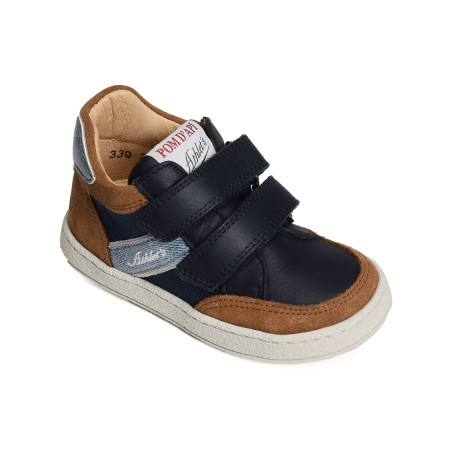 MOUSSE EASY RANCING VELCRO Marine Camel, Chaussures à Scratch Pom d'Api