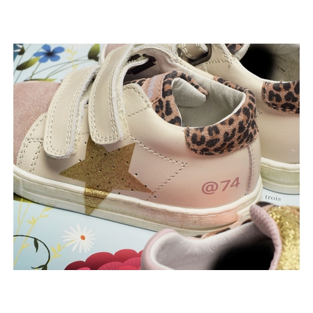 SALAZAR 3 VELCRO GIRL Blanc Rose, Chaussures à Scratch Naturino