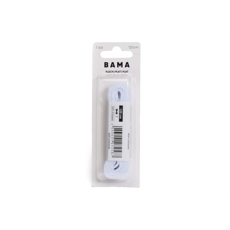 LACET PLAT 120 CM Blanc, Lacets Bama