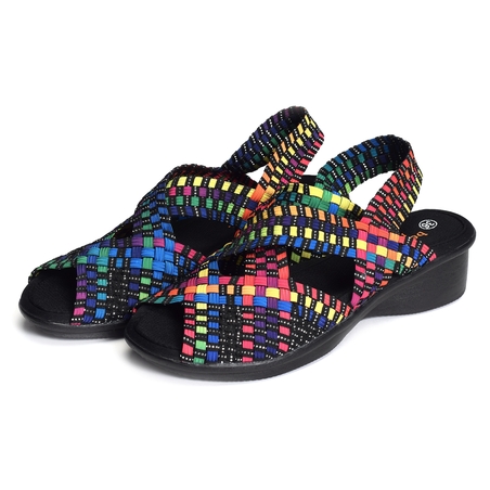 BRIGHTEN KENT YAEL Noir Multicolore, Sandales compensées Bernie Mev