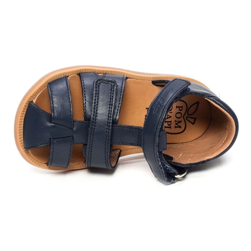 POPPY BOY STRAP Marine, Sandales plates & Nu-Pieds Pom d'Api
