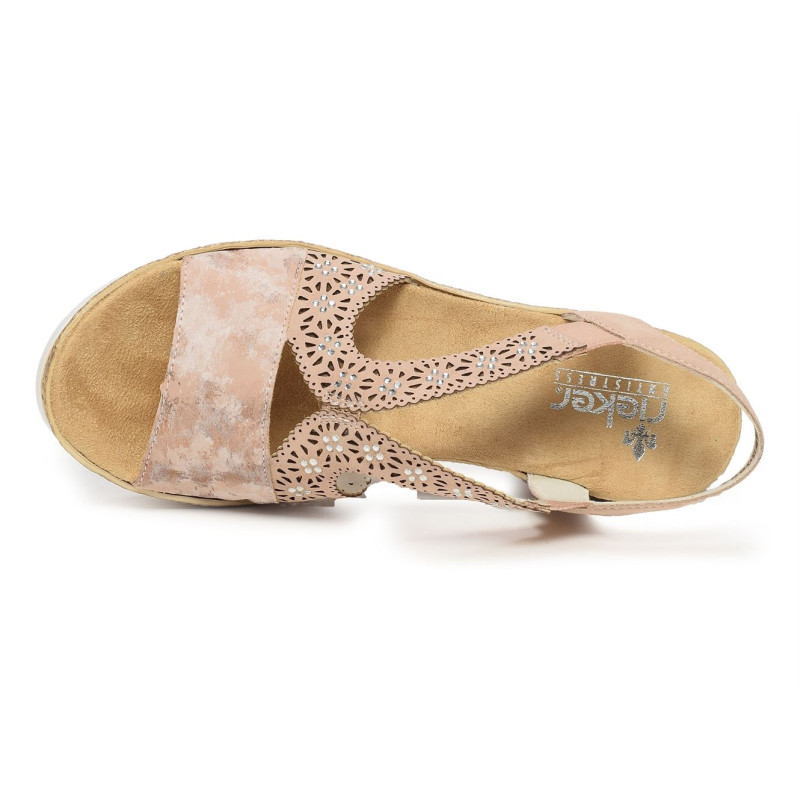 61916 Rose, Sandales compensées Rieker