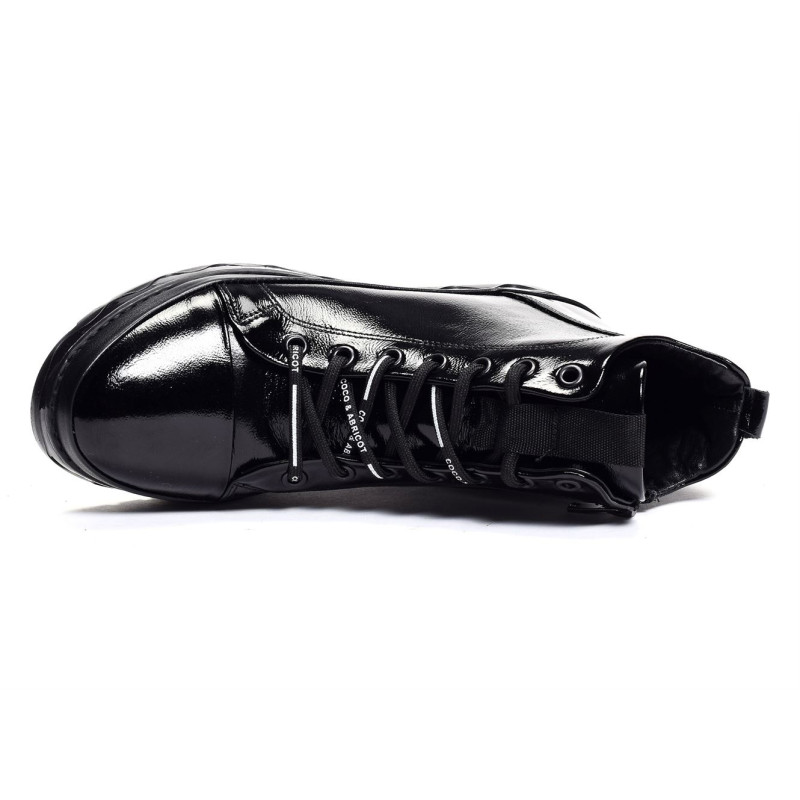 SABAILLAN Verni Noir, Baskets montantes Coco & Abricot