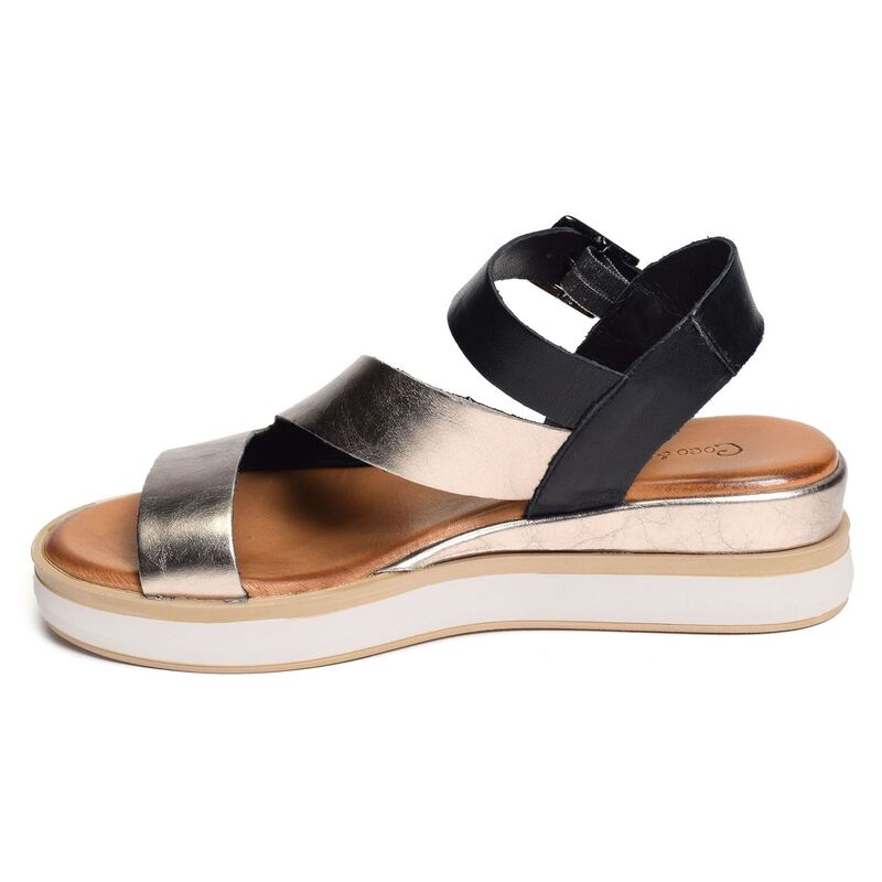 MERIGNAS Noir Bronze, Sandales compensées Coco abricot