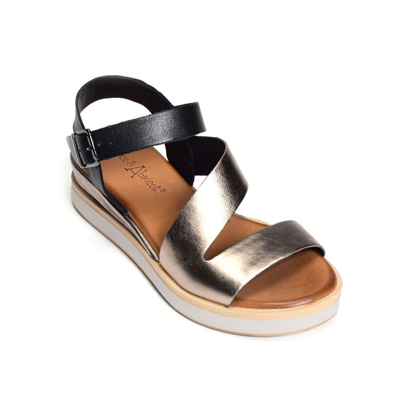 MERIGNAS Noir Bronze, Sandales compensées Coco abricot