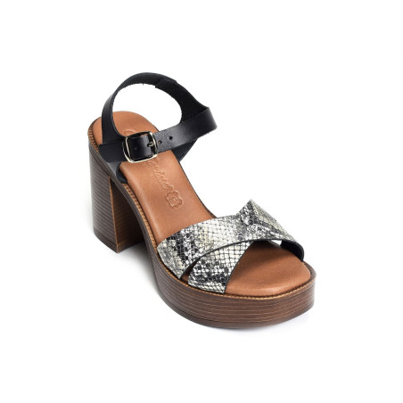 89045 Noir, Nu-Pieds à talon Carla Tortosa
