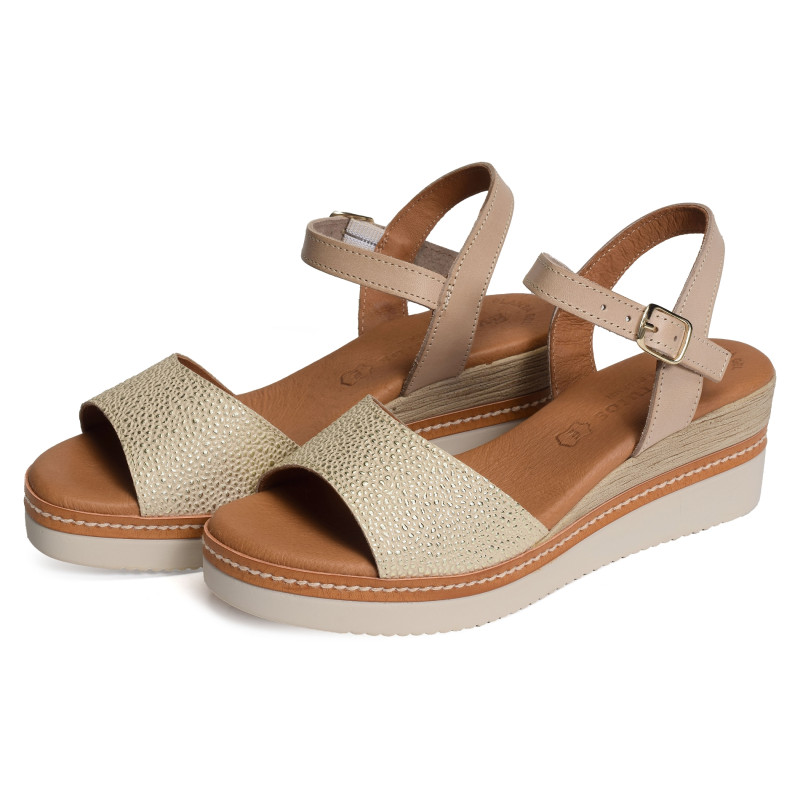 569 Beige, Sandales compensées Eva Frutos