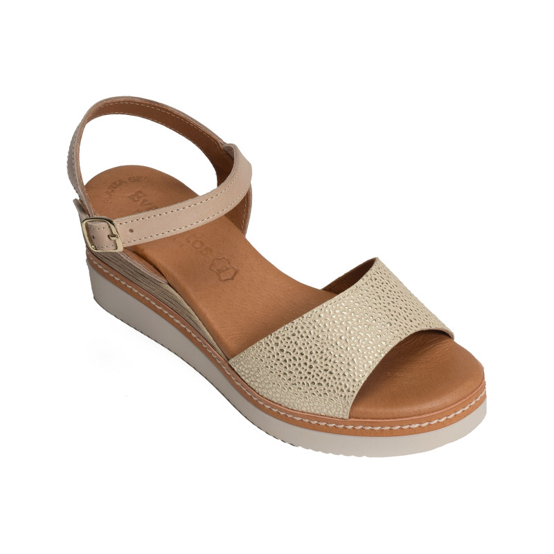 569 Beige, Sandales compensées Eva Frutos