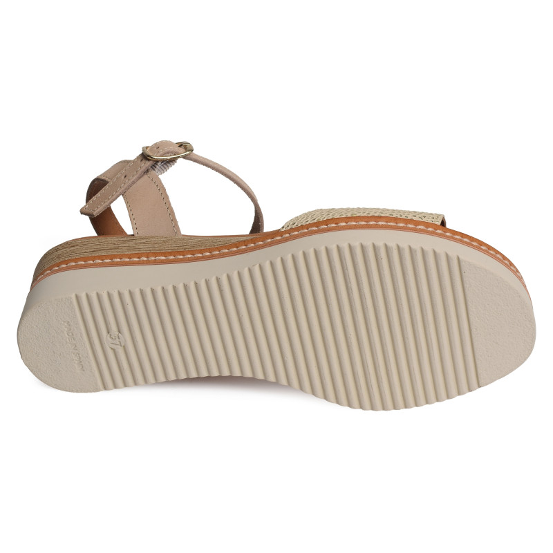 569 Beige, Sandales compensées Eva Frutos