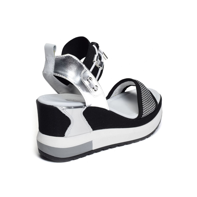 07753 Blanc Noir, Sandales compensées NeroGiardini