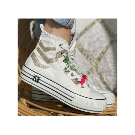 DM9504 Blanc, Chaussures montantes Café Noir