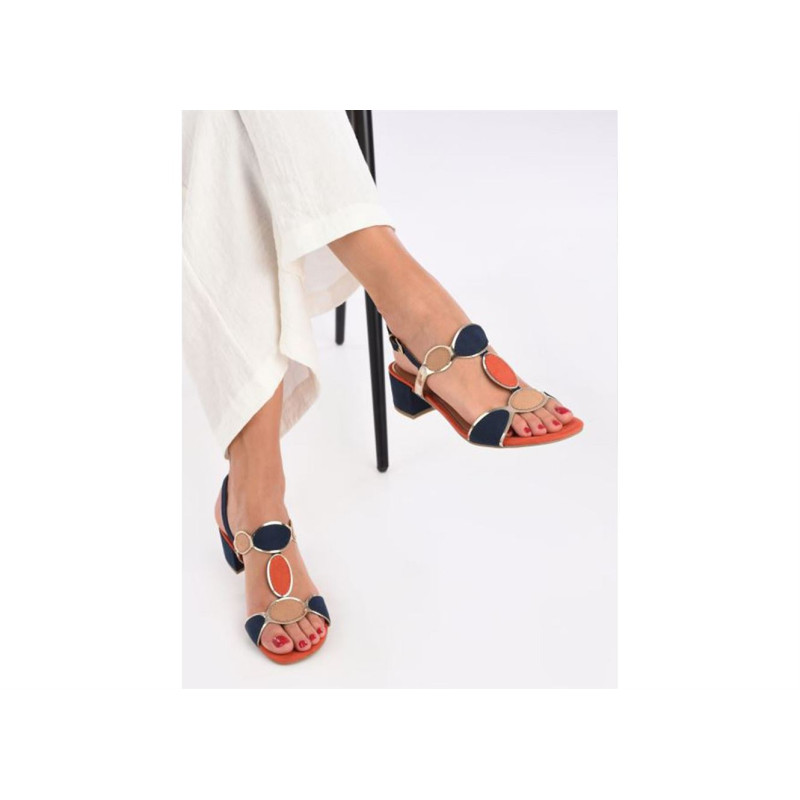 28230 Marine Orange, Nu-Pieds à talon Marco Tozzi