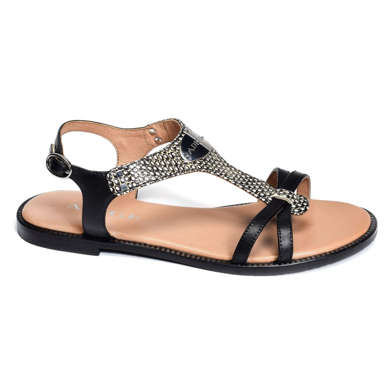 ANNABELLE Noir Serpent, Sandales plates Adige