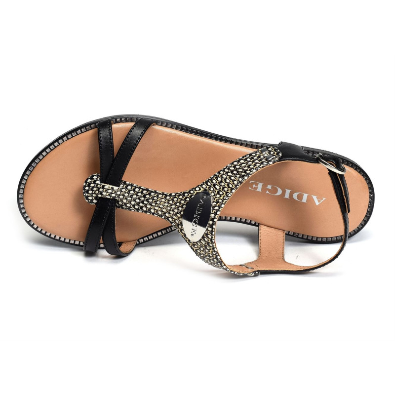 ANNABELLE Noir Serpent, Sandales plates Adige