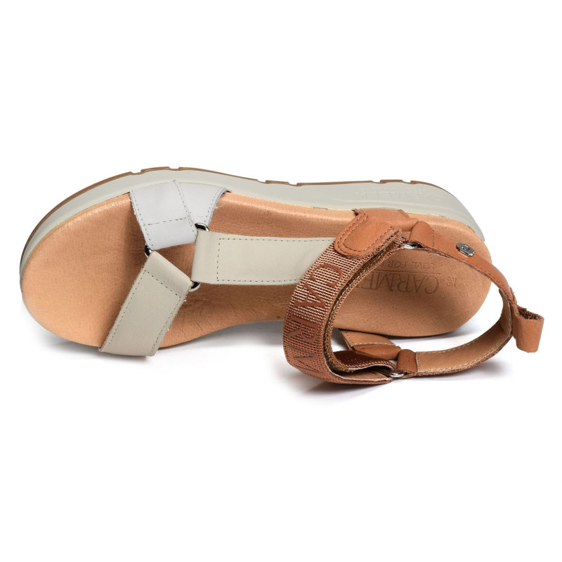 68495 Camel Blanc, Nu-Pieds à plateforme Carmela
