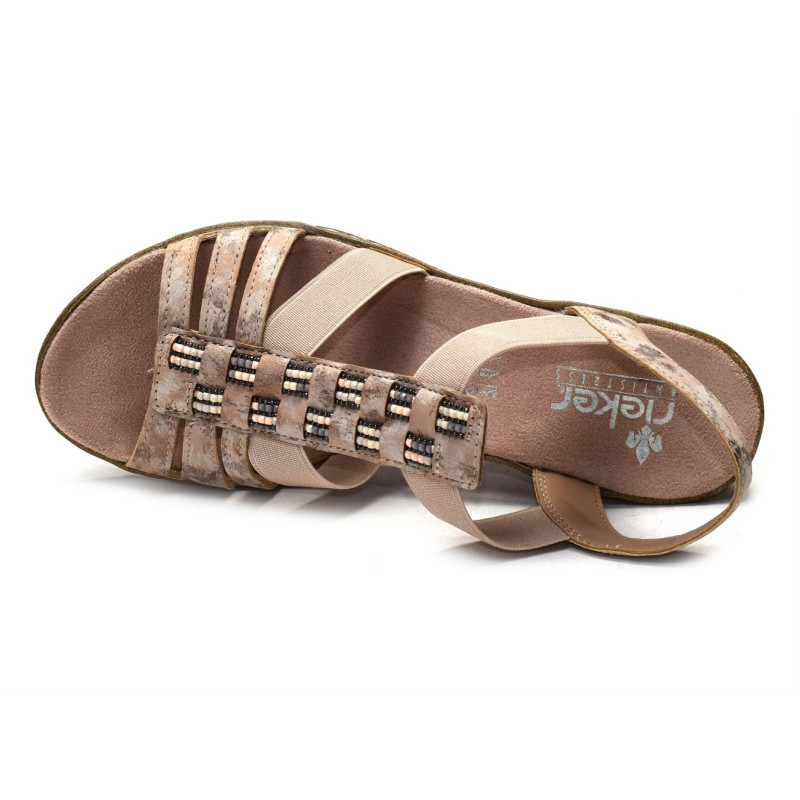 V3822 Rose, Sandales compensées Rieker