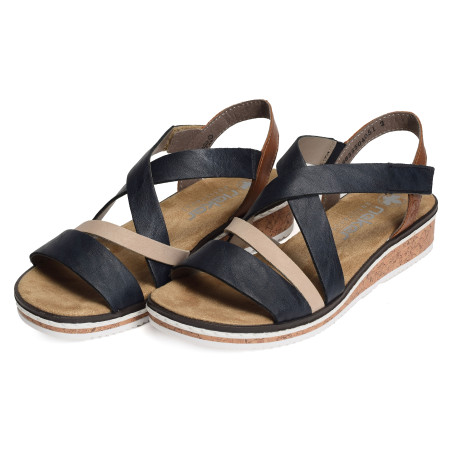 V3663 Marine, Sandales compensées Rieker