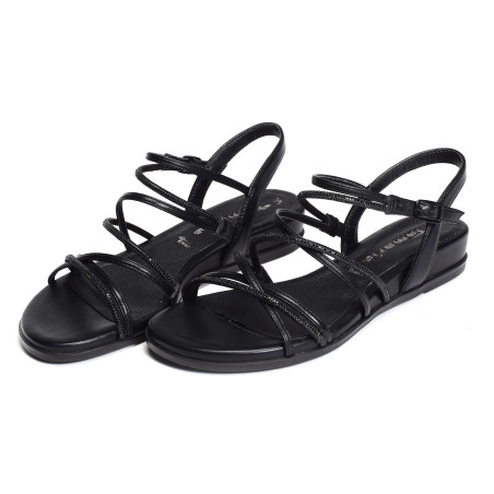 28103 Noir, Sandales plates Tamaris