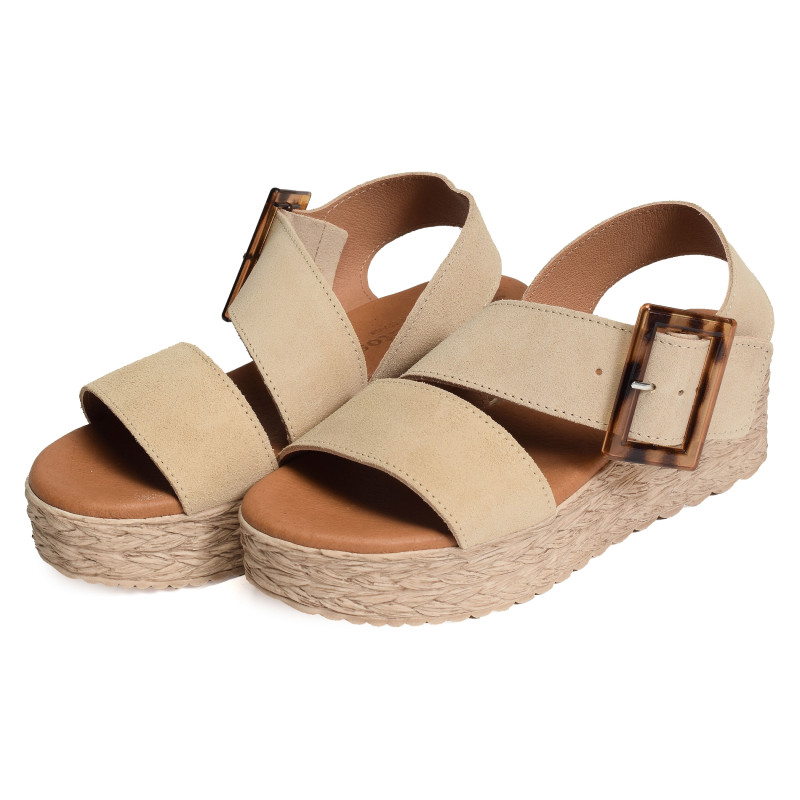 718 Beige, Sandales compensées Eva Frutos