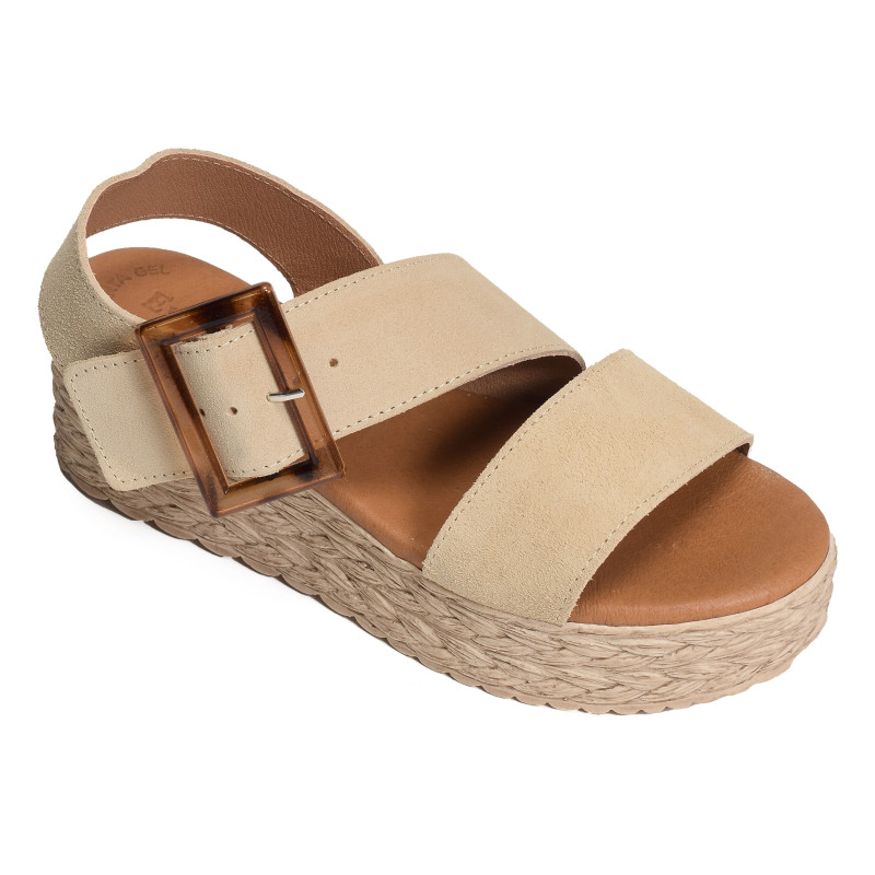 718 Beige, Sandales compensées Eva Frutos
