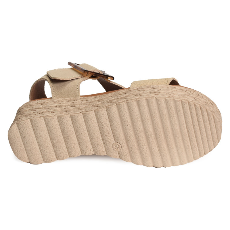 718 Beige, Sandales compensées Eva Frutos