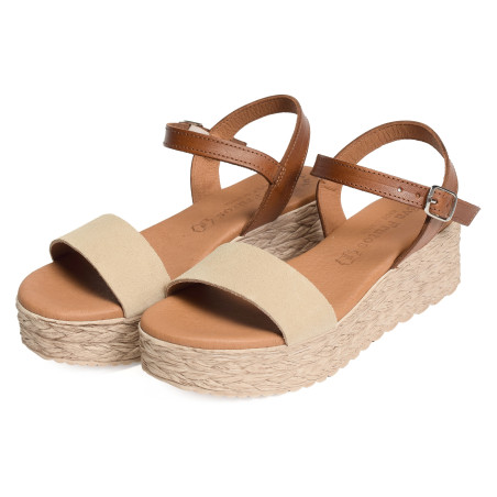 790 SERRAJE Beige Marron, Sandales compensées Eva Frutos