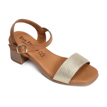 3490 Camel Or, Nu-Pieds à talon Eva Frutos