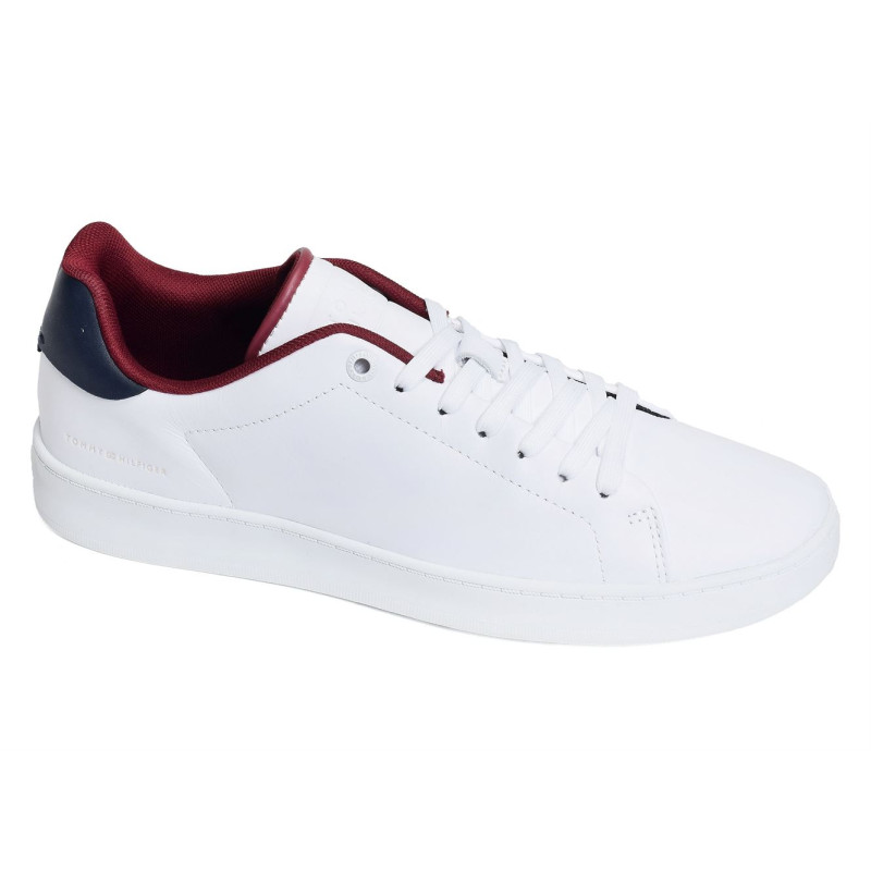 COURT SNEAKER LEATHER CUP 4483 Blanc Marine, Sneakers basses Tommy Hilfiger
