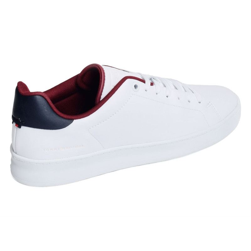 COURT SNEAKER LEATHER CUP 4483 Blanc Marine, Sneakers basses Tommy Hilfiger