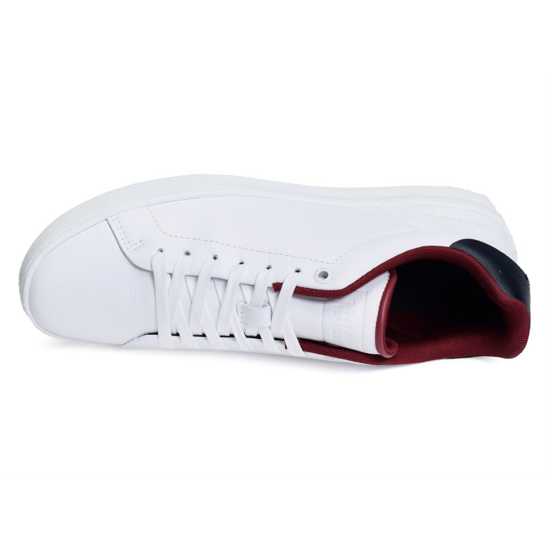 COURT SNEAKER LEATHER CUP 4483 Blanc Marine, Sneakers basses Tommy Hilfiger