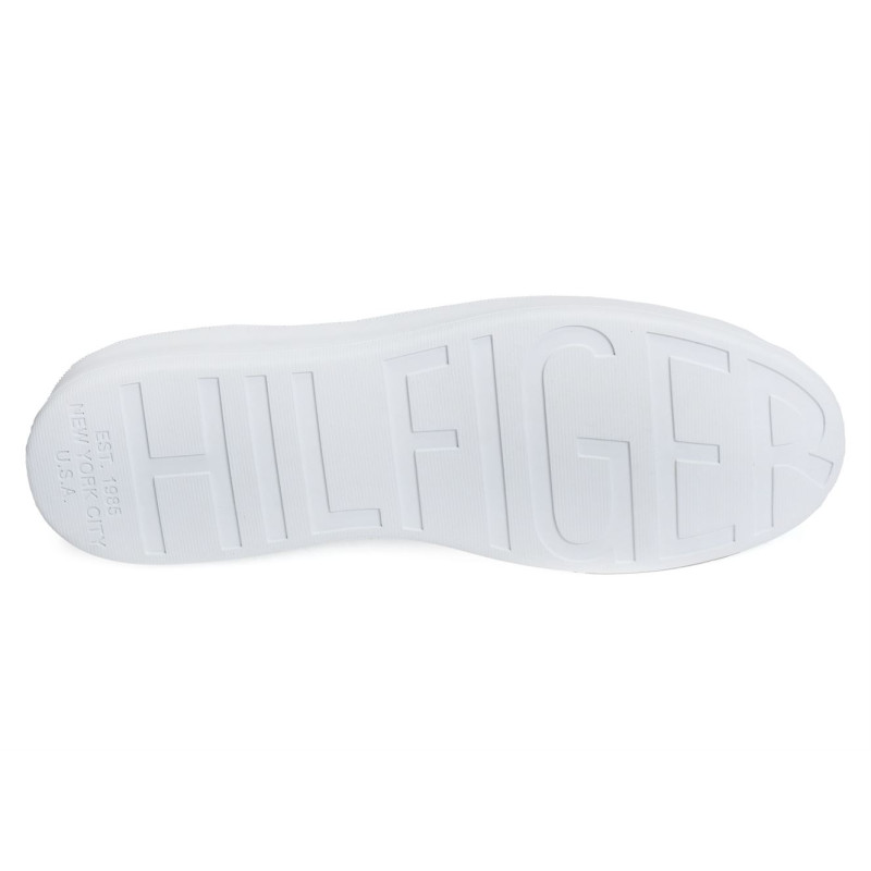COURT SNEAKER LEATHER CUP 4483 Blanc Marine, Sneakers basses Tommy Hilfiger