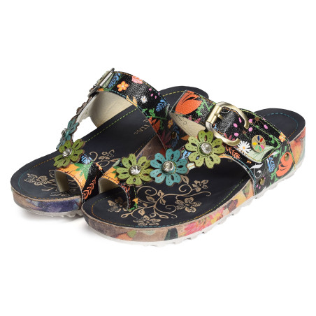BRCYANO 88 Noir Multicolore, Tongs Laura Vita