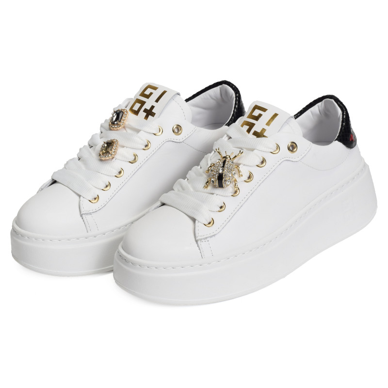 PIA 136A Blanc Noir, Sneakers basses Giopiu