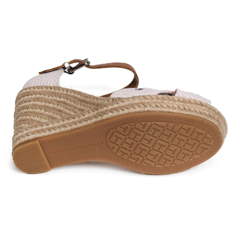 BASIC SEERSUCKER HIGH WEDGE 7160 Blanc Rose, Sandales compensées Tommy Hilfiger