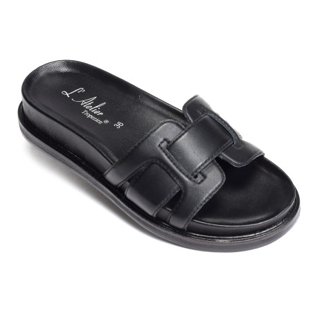 SH332 Noir, Mules Atelier Tropézien