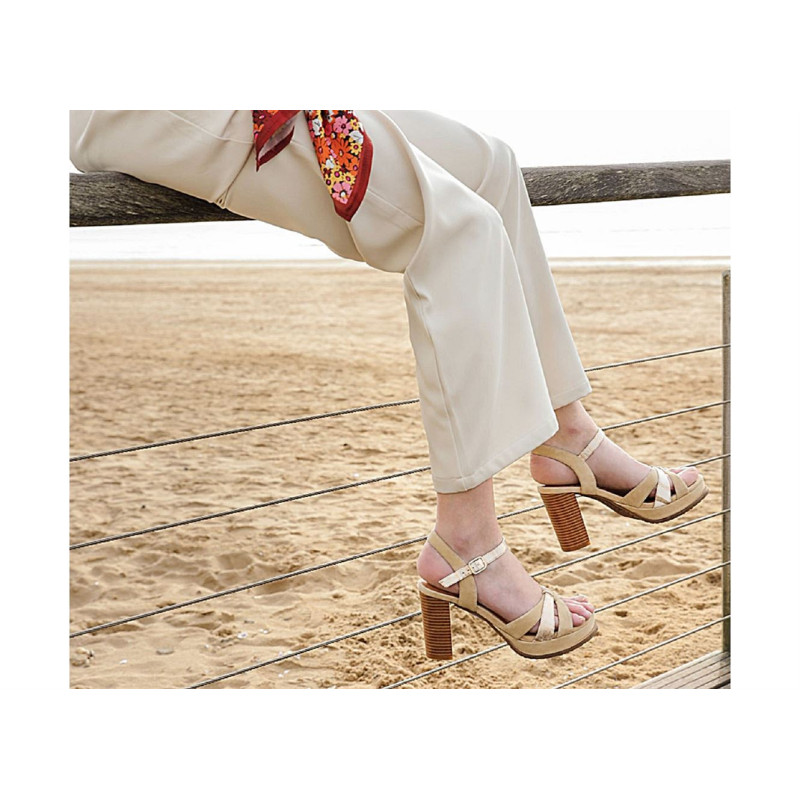 JOLI Beige, Nu-Pieds à talon Mam'zelle
