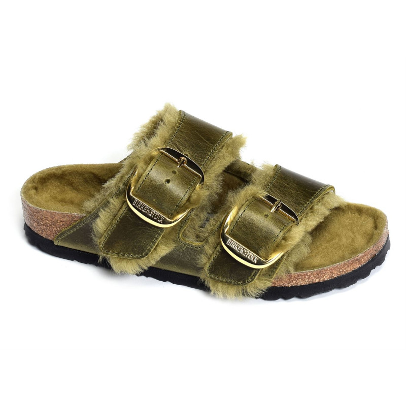 ARIZONA BIG BUCKLE SHEARLING Kaki, Mules Birkenstock