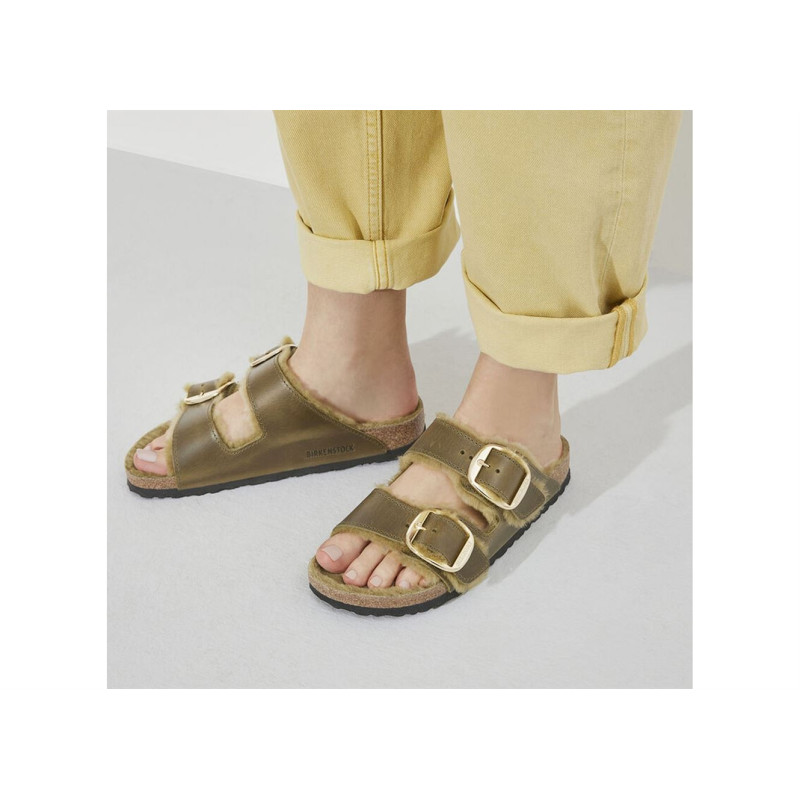 ARIZONA BIG BUCKLE SHEARLING Kaki, Mules Birkenstock