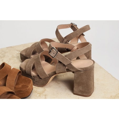 JULIETTE 5 Taupe, Nu-Pieds à talon Free Lance