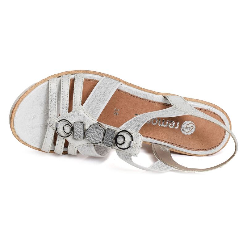 R6264 Argent, Sandales compensées Remonte