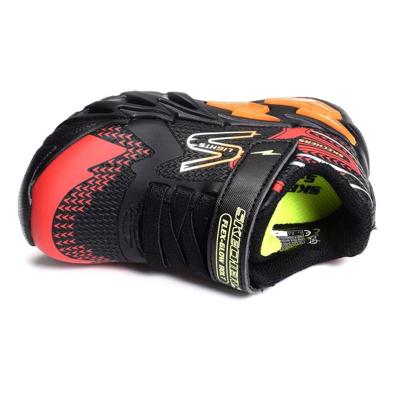 FLEX GLOW BOLT BB Noir Rouge, Baskets running Skechers