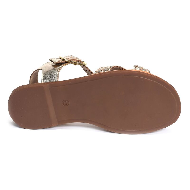 YSA 23 Gold, Sandales plates Atelier tropezien