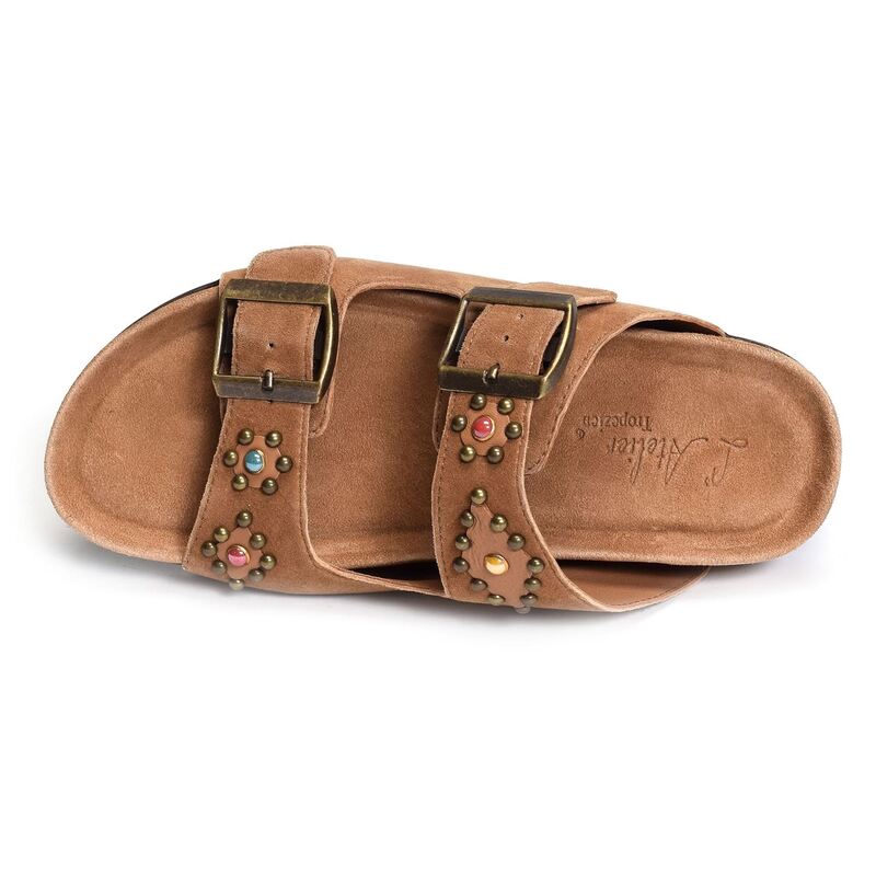 CHV116 Tan, Mules Atelier Tropézien