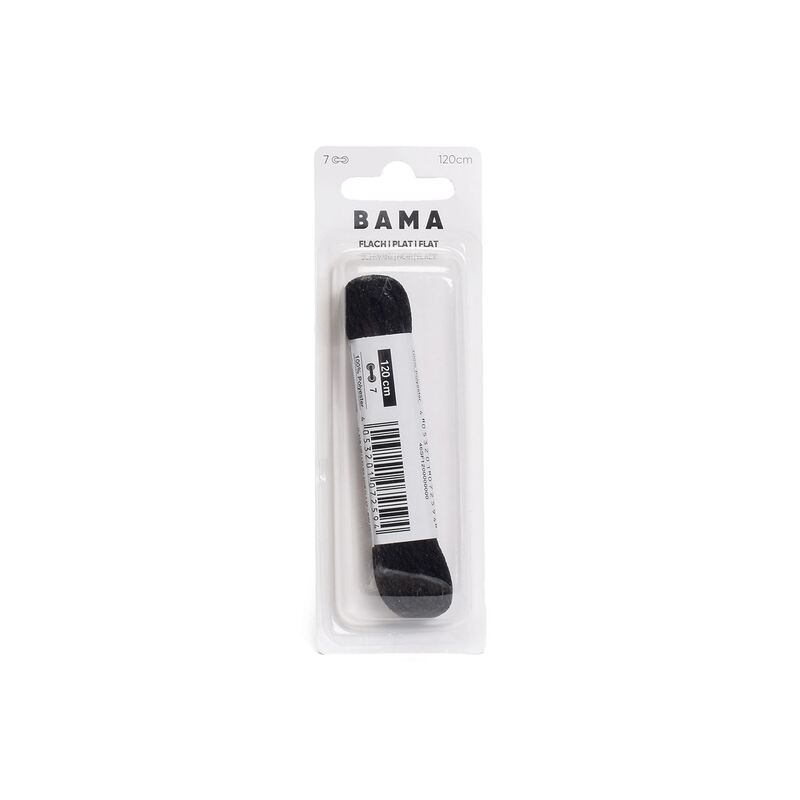 LACET PLAT 120 CM Noir, Lacets Bama