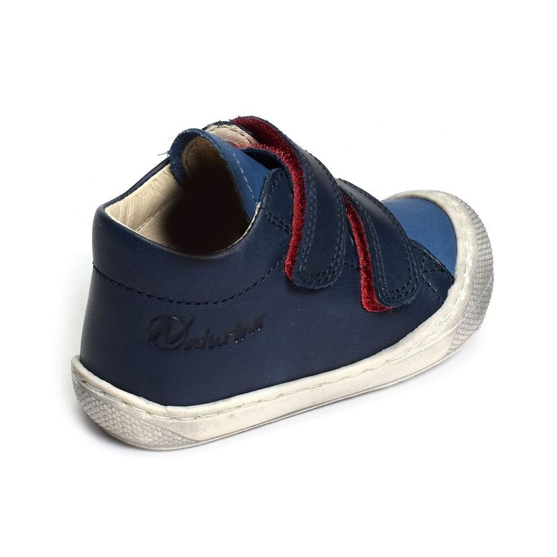 COCOON VELCRO BOY CLASSIC Marine Rouge, Chaussures à Scratch Naturino